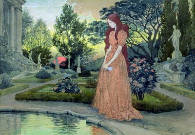 Junges Mädchen im Garten von Eugene Grasset